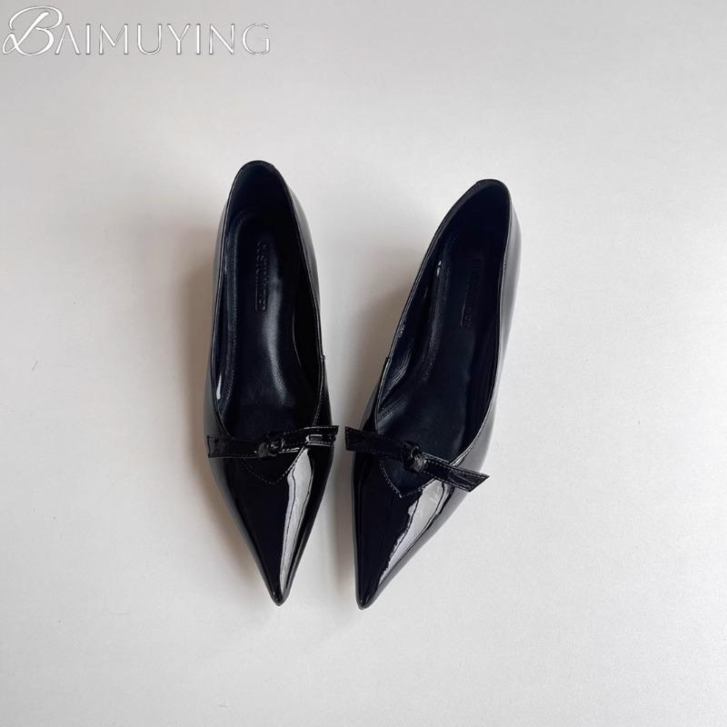 Pointed Toe Women Heeled Sandals Bow Loafers Mary Jane Shoes Shallow 2025 Brand Summer Elegant Comfort Dress Zapatillas De Mujer