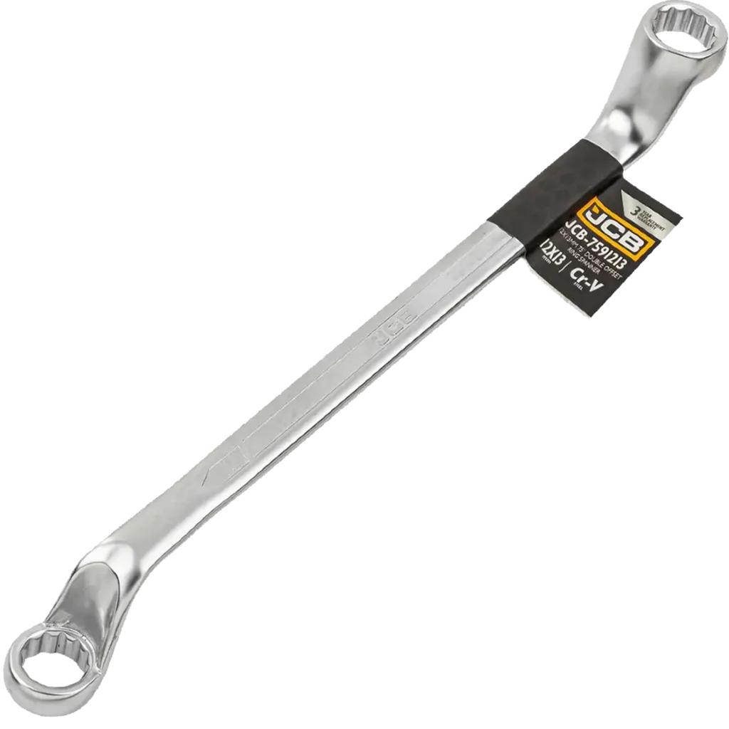 JCB 2-sided box wrench, angled 75 degrees, 12x13mm Cr-V, 12-point