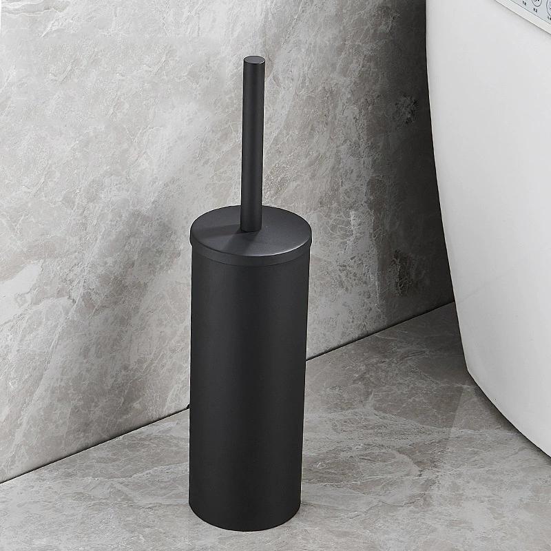 Black Toilet Brush Holder with Brush SUS304 Chrome Bathroom Toilet Scrub Cleaning Brush Holder Set