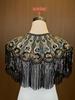 1920s Vintage Women's Beaded Sequin Tassel Shawl Cropped Top