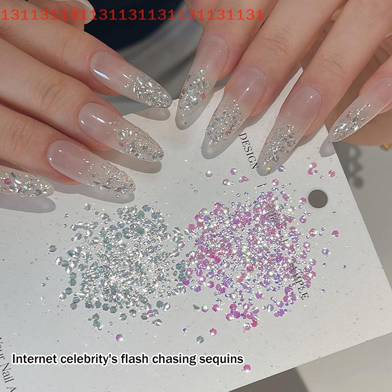 Mermaid Sparkle Nail Art Glitter Ultra-Thin Laser Flakes Holographic Sequins 1 Jar Irregular Loose Nail Dust Accessories
