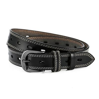 Ceinture pour femme en cuir véritable ajouré à boucle ardillon - Ceinture rétro en cuir de vache perforé
