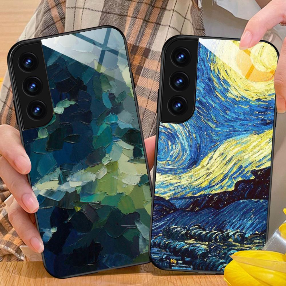 Abstract Oil Painting Phone Case for Samsung Galaxy S26 S25 S24 S23 S22 S21 S20 Note20 Plus FE Ultra Glass Protective Cover