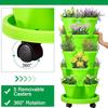 Vertical Planter Tower Garden, 6 Tiered Planter Stackable Herb Garden Planter with Movable Casters and Bottom Indoor and Outdoor