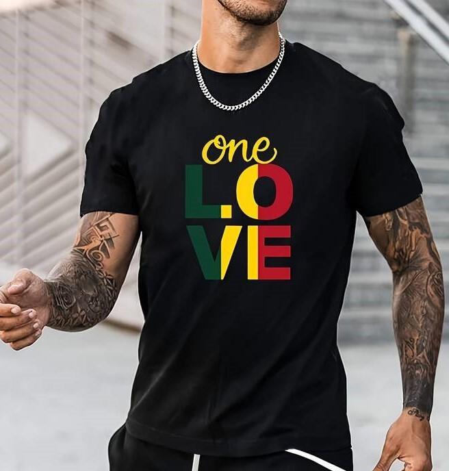 Bob Marley One Love T-Shirt Jamaican Reggae Printed Short Sleeve Tee Mens Womens S разноцветный