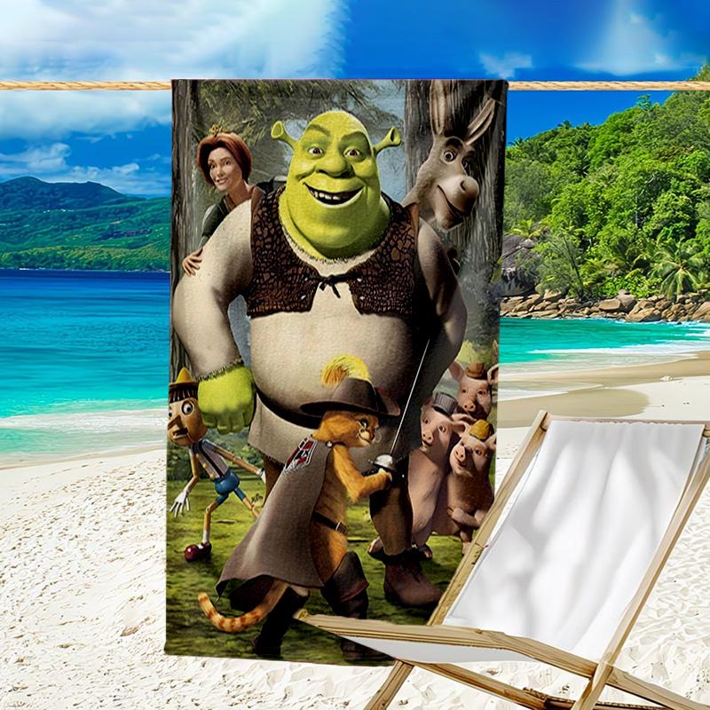 1pc Shrek1 Beach Towel, Beach and Seaside Swimming Pool Equipment, Fashion Pattern, Rectangular, Travel Essentials