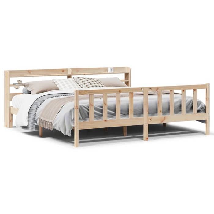 VidaXL Bed Frame with Headboard 180x200 Cm Solid Pine Wood, Bed, Bedroom Furniture, Wooden Bed, Bed 3306586