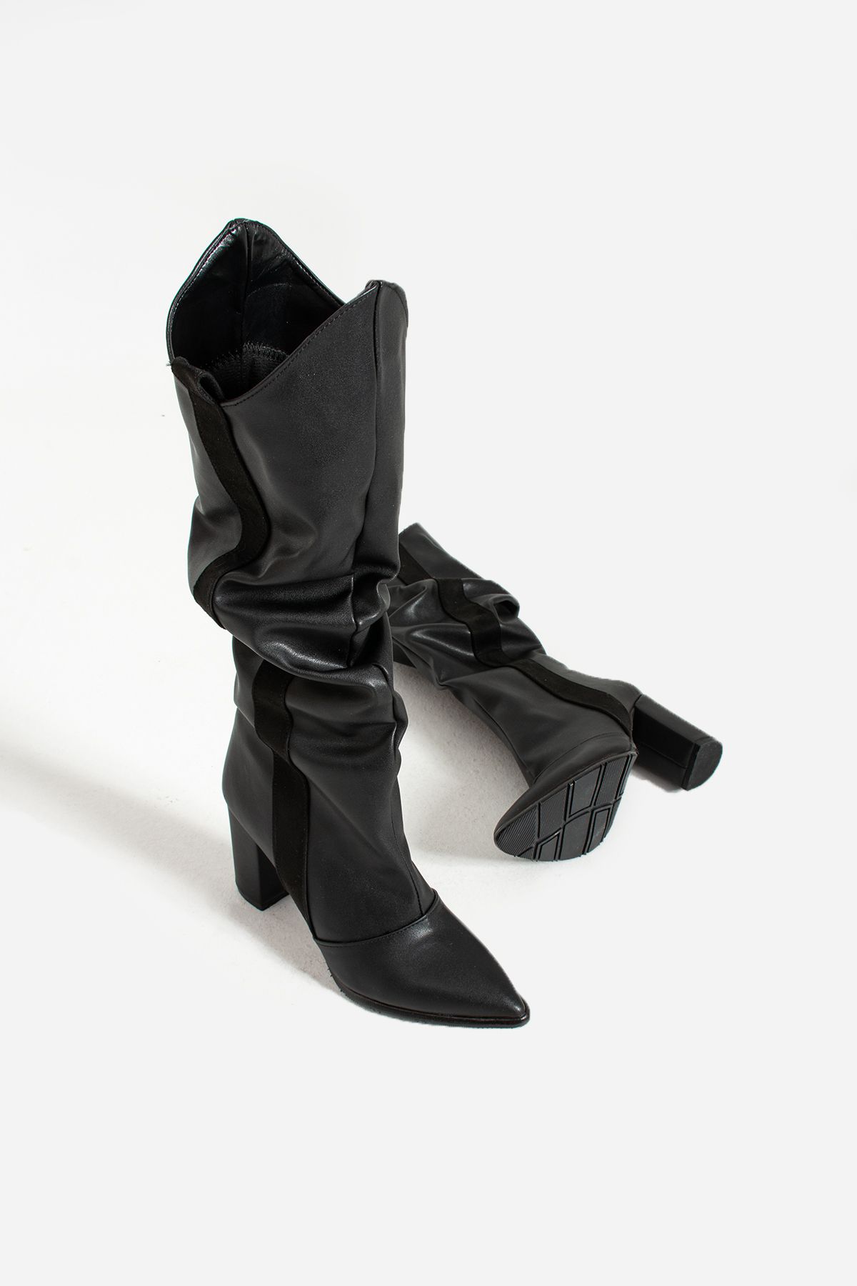

Women Modern Stylish Fashion Boots Boots Black Stripe Detail High Heel Boots 35