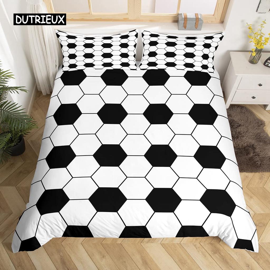 Honeycomb Duvet Cover Set Queen Size Geometry Hexagon Theme with Pink Blue Neon Lights Chic Comforter Cover for Boys Teen Man