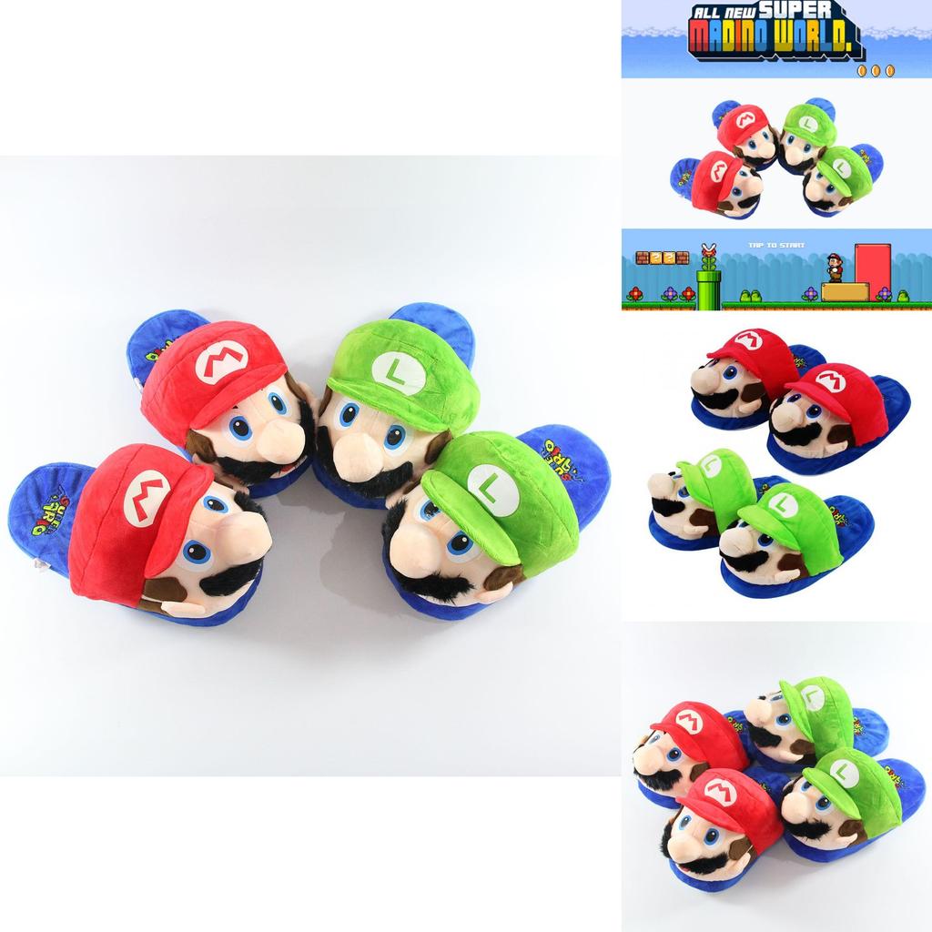 Super Mario Winter Warm Plush Men's Loafer Shoes Non-slip Comfy