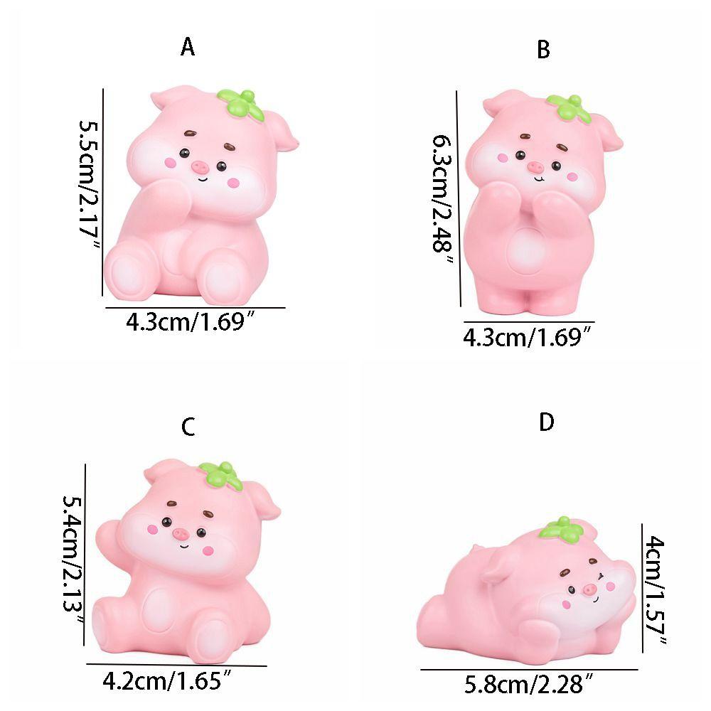 Cute Resin Pig Ornaments Small Cartoon Animal Miniatures Strawberry Pig Statues  Home Decor