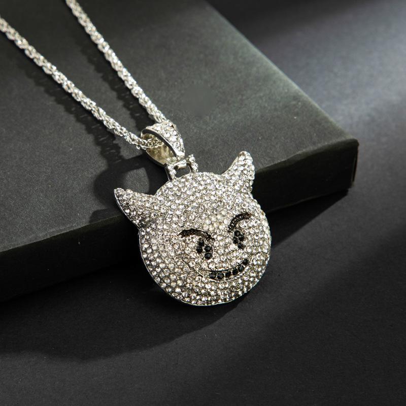 Hot Selling Little Devil Expression Pendant with Zircon Hip Hop Necklace Accessories