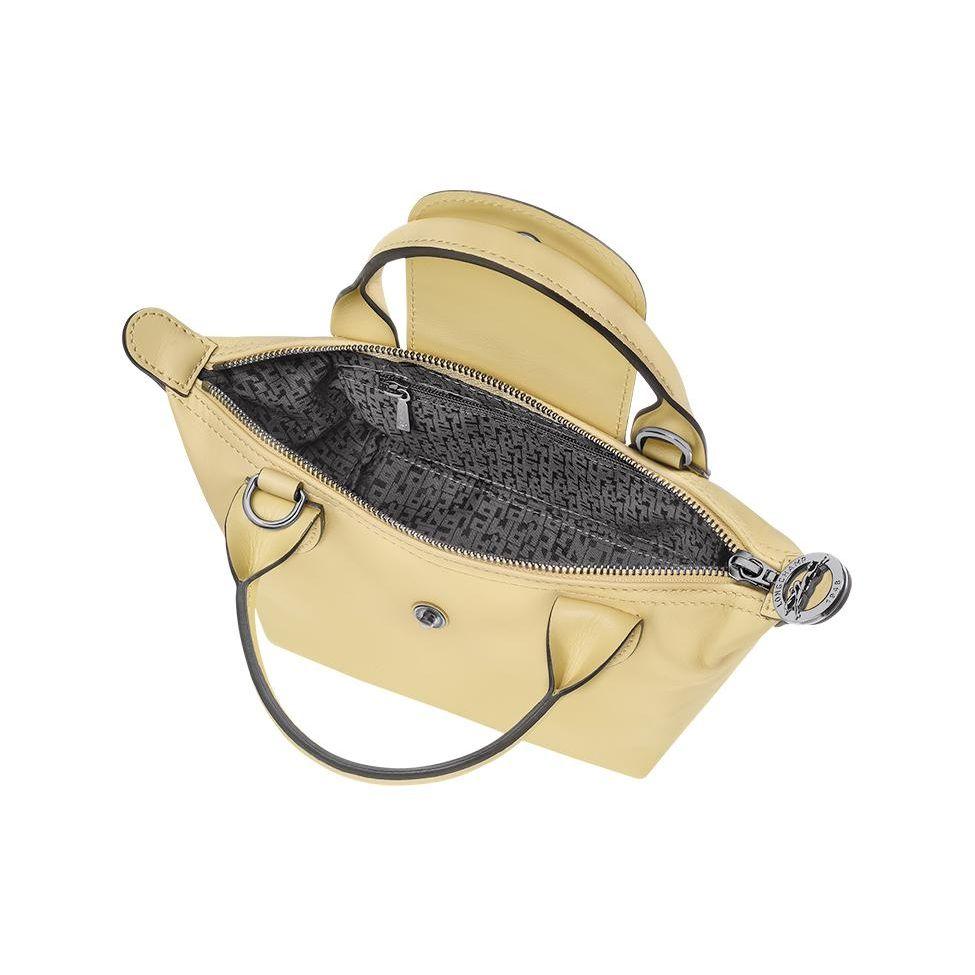 Longchamp Le Pliage Xtra 17 Solid Color Snap Zipper Closure Leather Dumpling Bag Mini Women Handbags Chicken-Yellow 1500987A81