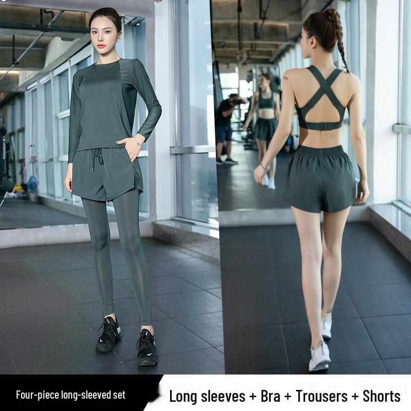 Women's High-End Fashion Yoga Suit: Loose, Quick-Drying Long Sleeve Running Sportswear for Fitness and Style.