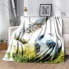 Ink Painting of Playing Football Blanket Warm Soft Fluffy Kids Adult Luxury Gifts for Sofa Bed Home Outdoor Travel Camping