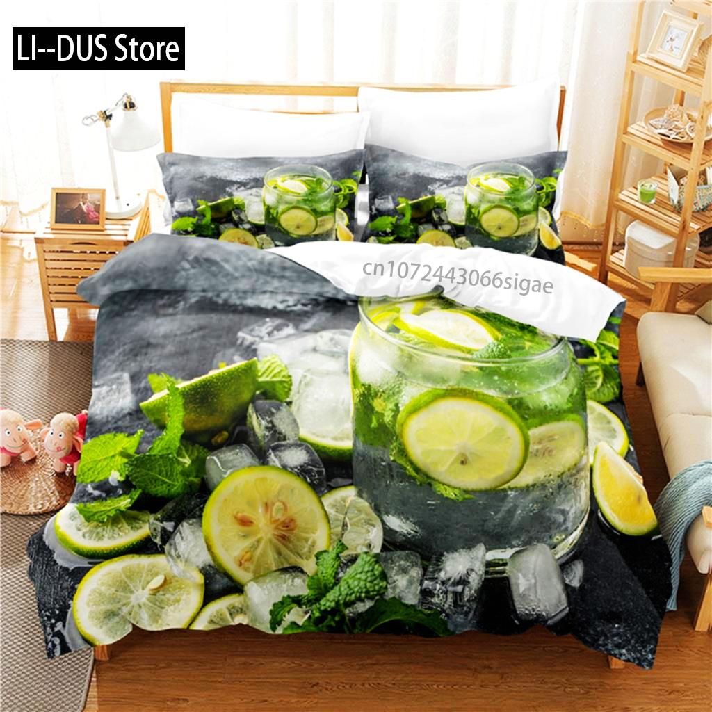 Refreshing Lemonade Bedding Set Duvet Cover Set 3d Bedding Digital Printing Queen Size Bedding Set Fashion Design