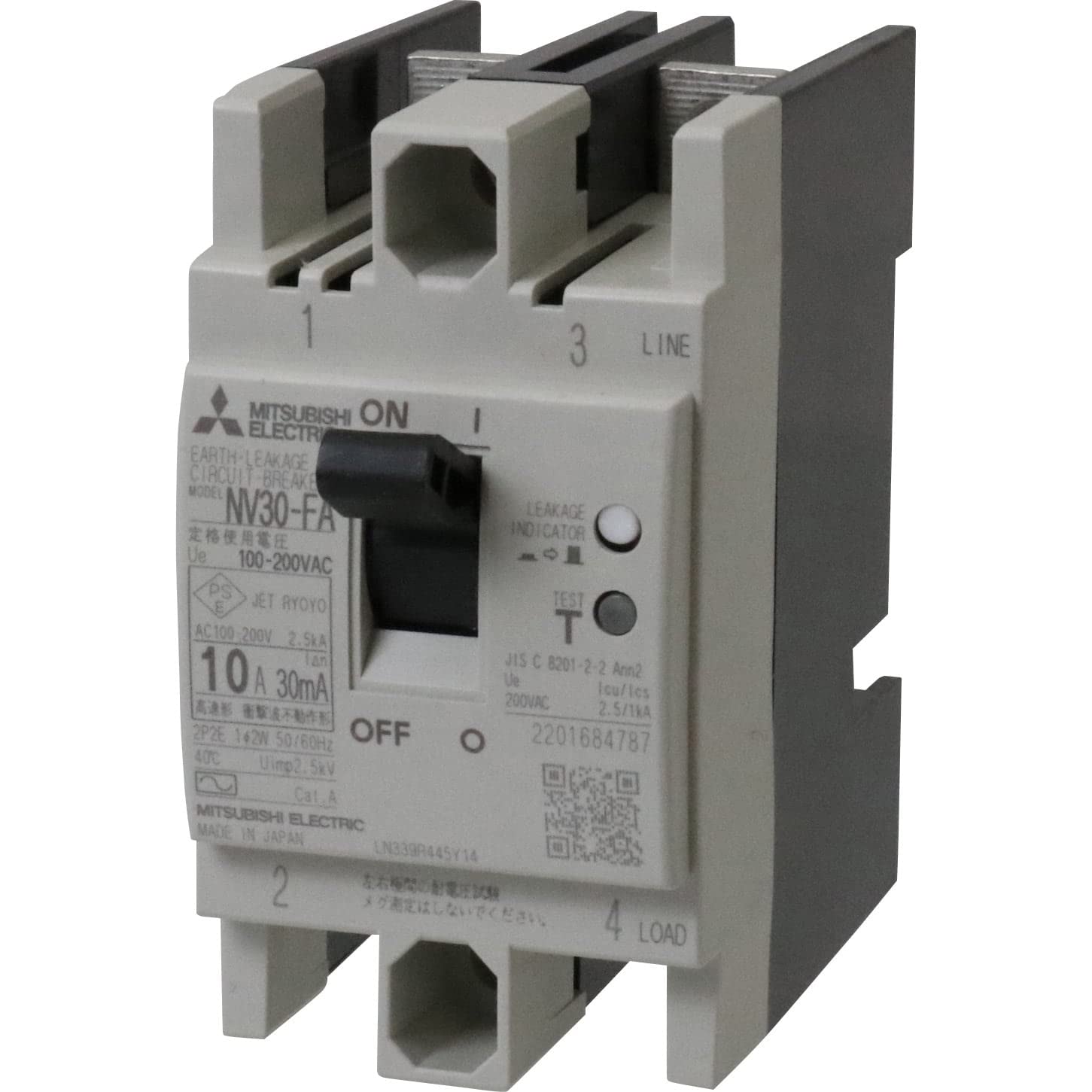 

Mitsubishi Electric Earth Leakage Circuit Breaker FA Series for Control Panels Vertical Dimension 72mm Simple Back Wiring 2P 10A 30MA NV30-FA 100-200V