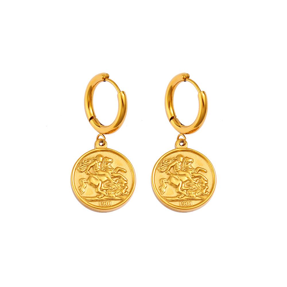 18K Gold Plated INS Style Stainless Steel Dangle Earrings - Elegant, Versatile, and Trendy