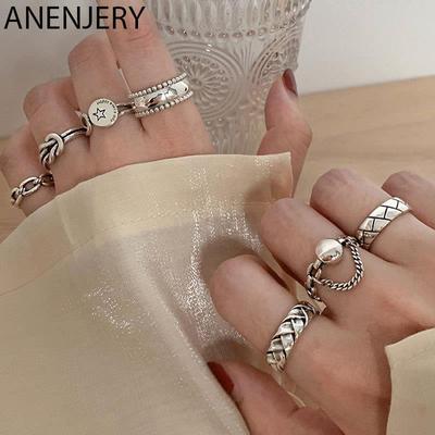 ANENJERY Кільця для жінок, чоловіків, геометричні відкриті пальці, срібні кольорові різнокольорові ювелірні вироби оптом