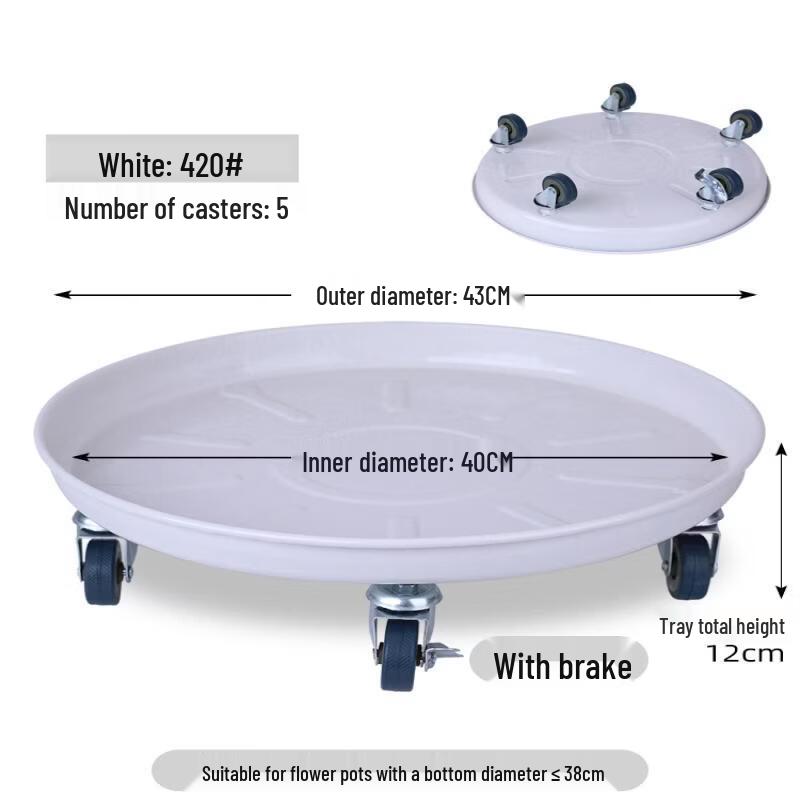 

Metal Iron Art Movable Flower Pot Tray with Wheels