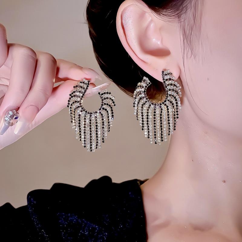 Exaggerated Stylish Earrings Asymmetrical Geometric Tassel Earrings Classysense of Internet Celebrity Retro Earrings