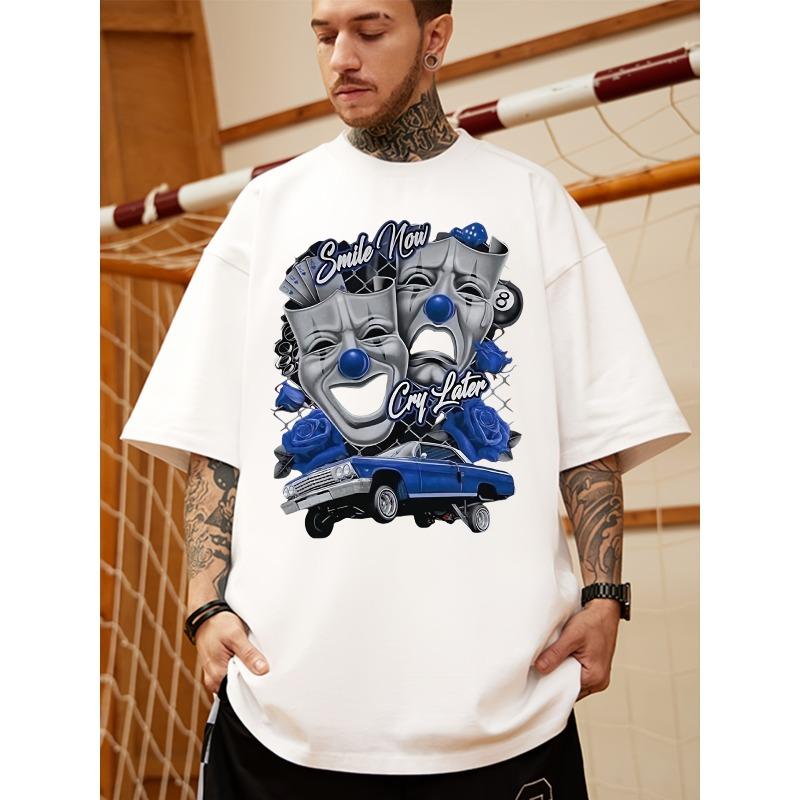

European sizes Men S Retro Hip Hop Pattern T-shirt | White Appearance, Classic Legend Forever, Suitable for Daily Street Wear in All Seasons 4XL білий