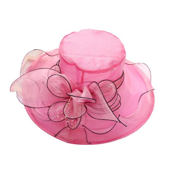 Floral Organza Wide Rim Church Fascinator Lady Tea Party Summer Beach Sun Hat