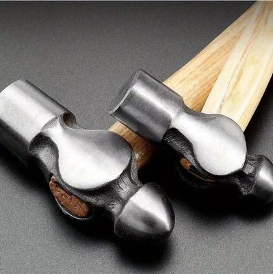 Kleiner Rundkopf-Handhammer, Hammer mit Holzgriff, Stahlkugelkopfhammer, Tragbarer Kompakthammer, Zimmermannshammer, Metallbearbeitungshammer