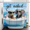 Jungle Animals Theme Bathroom Shower Curtain Deer Elephant Raccoon Decoration Waterproof Bathroom Polyester Curtain With Hooks