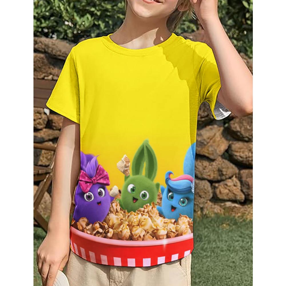 Sunny Bunnies 3DPrinting Children Animated Series Tops Round Neck Cartoon Casual Children Comfortable Tees summer Tops Funny T-shirt Anime T-shirt