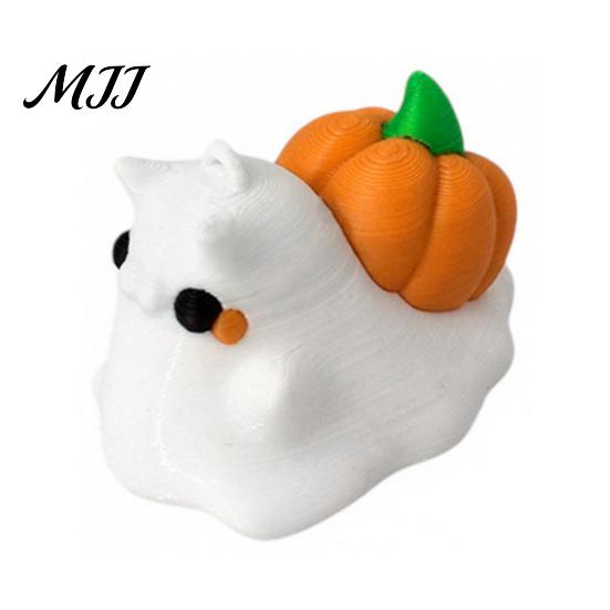 Miniature Scene Photo Props Ghost Snail Ornament with Pumpkin Decor, 3D Printed Unique Halloween Room Accents Cute Figurine, Creative Statue