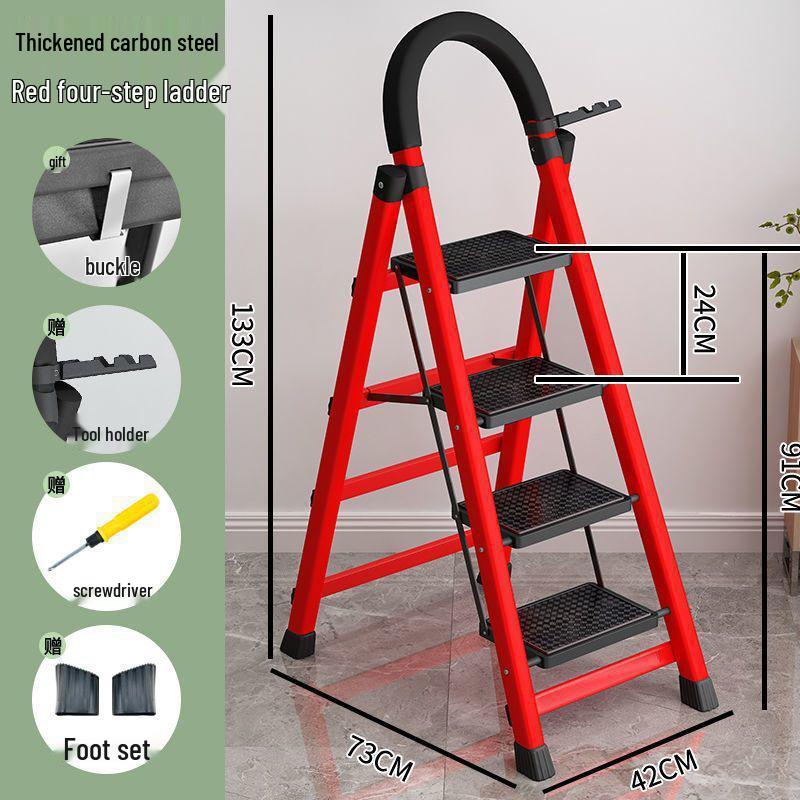 Fengrong Multi-Functional Telescopic A-Frame Step Ladder (Carbon Steel)