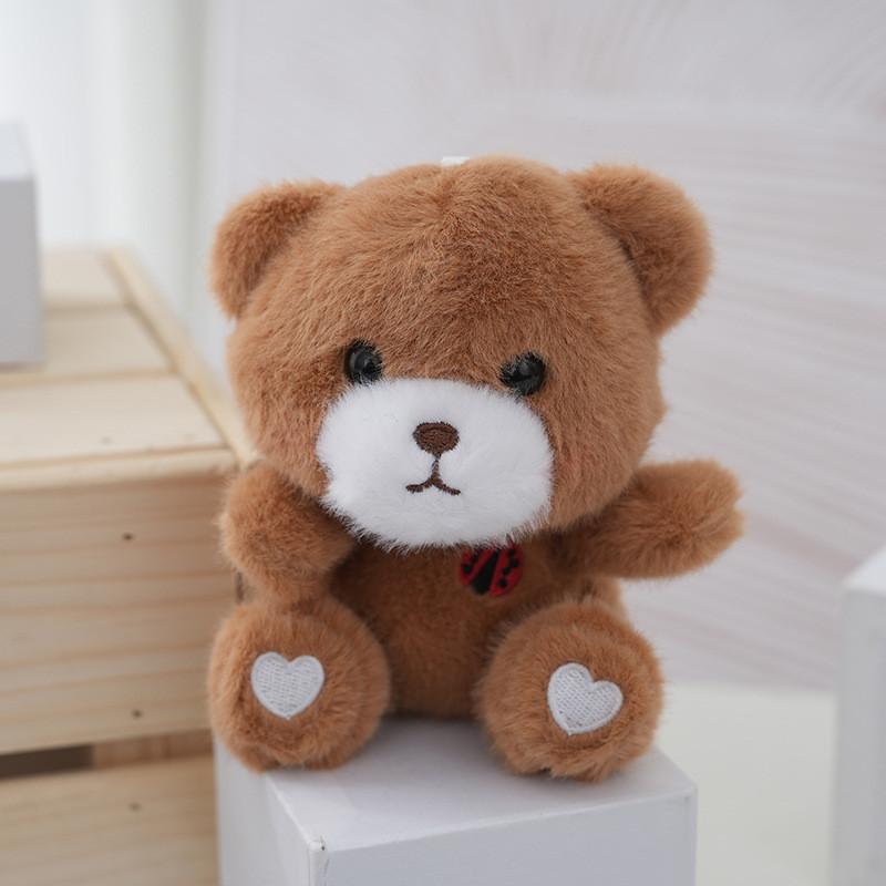 Adorable Plush Bear Keychain Cute Cartoon Style Soft Stuffed Animal Doll Accessory