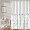 White Ruffle Shower Curtain Farmhouse Shower Curtain with Buttons & White Ruffles for Bathroom Bathtubs Decor Accessory