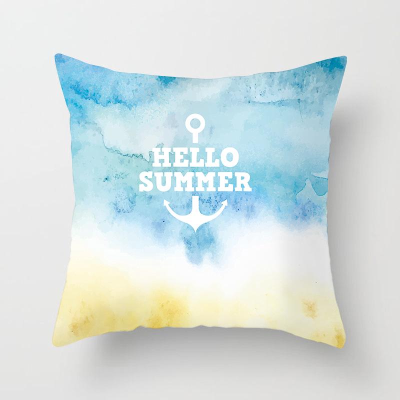 Ins Home Supplies Hand-painted Ocean Car Pillow Office Cushion Cover