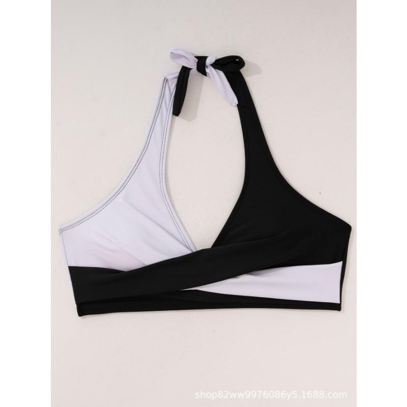 Conjunto de bikini de dos piezas para mujer con cintura alta, escote en V y control de abdomen fruncido.