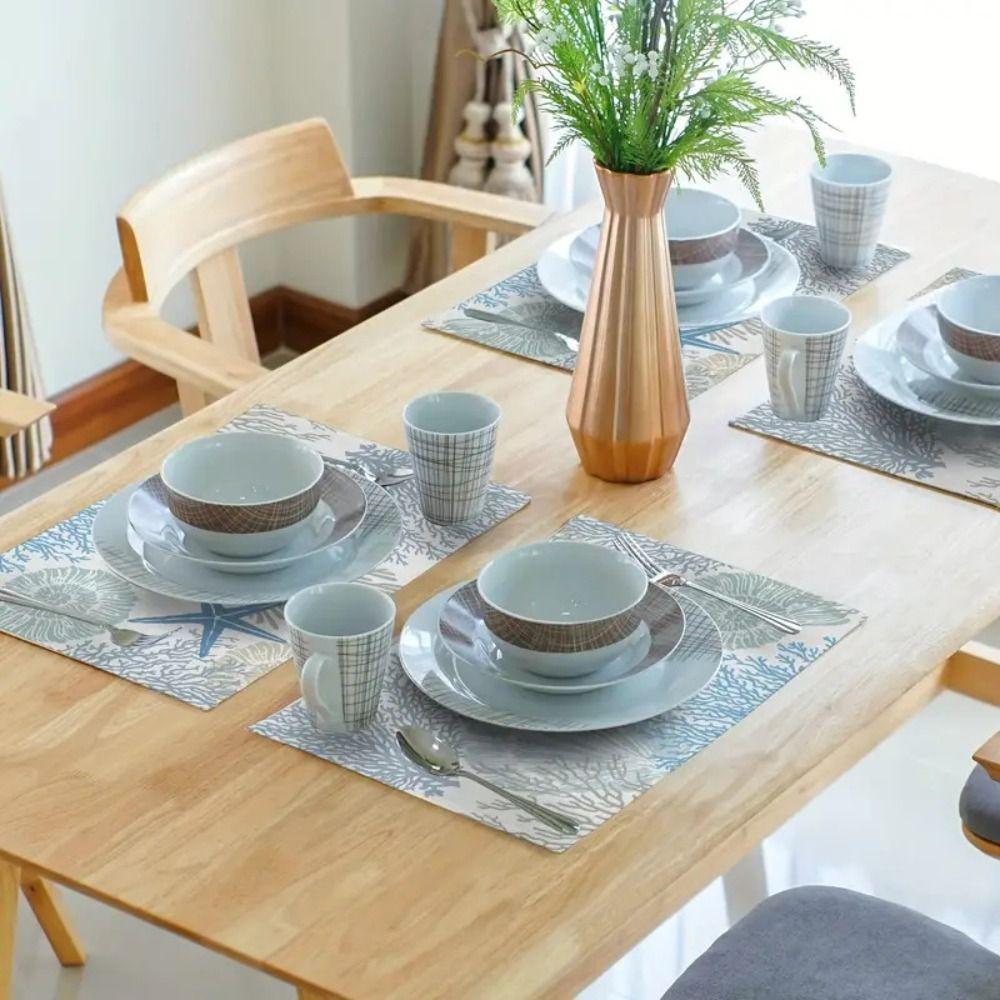 Heat Resistant Summer Beach Placemat Anti Slip Tableware Pad Dining Table Linen Placemat  Household
