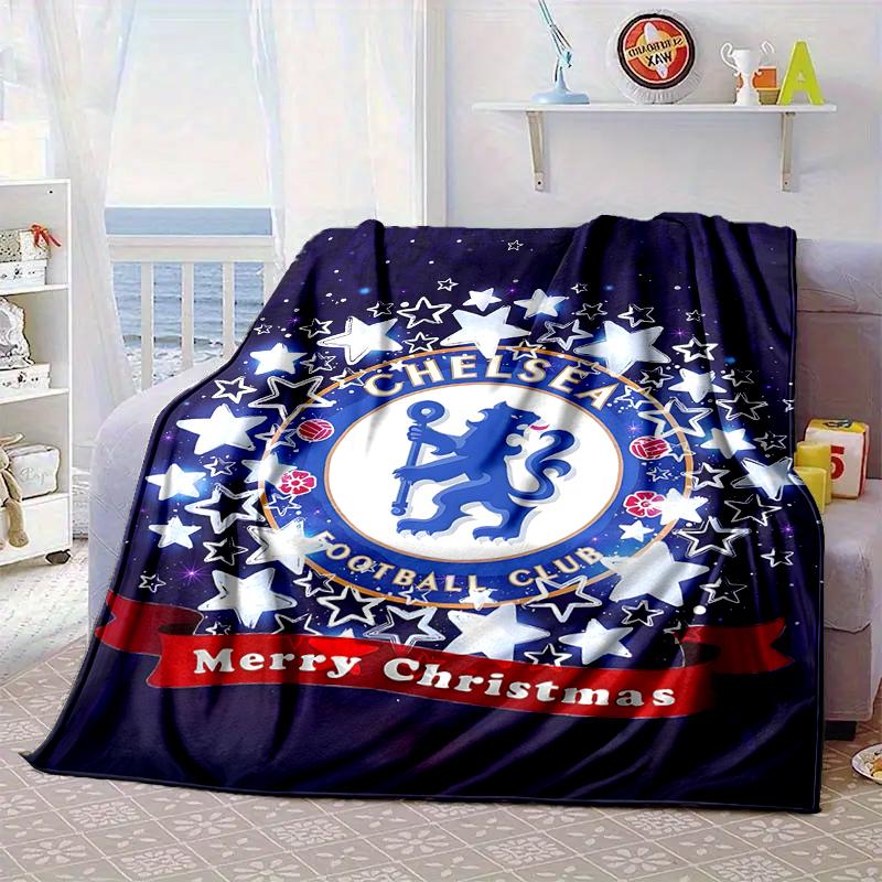Football Club Emblem Lion Blanket Flannel Blanket for Bed, Sofa, Camping, Hiking, Picnic Essentials, Gift for Family Fan Gifts