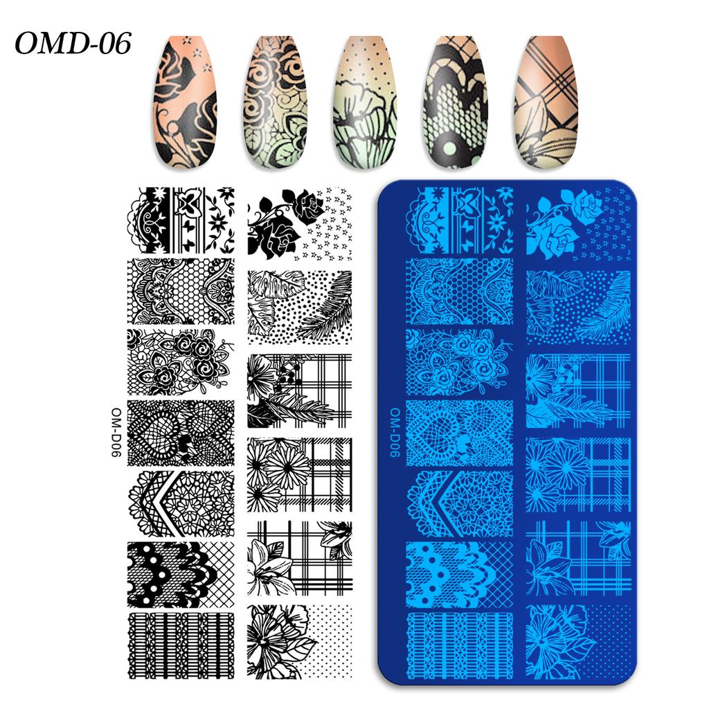 Nail Art Transfer Steel Plate, Rectangular Printing Oil Transfer Printing Steel Plate Blue Film Painted Board Omd Series