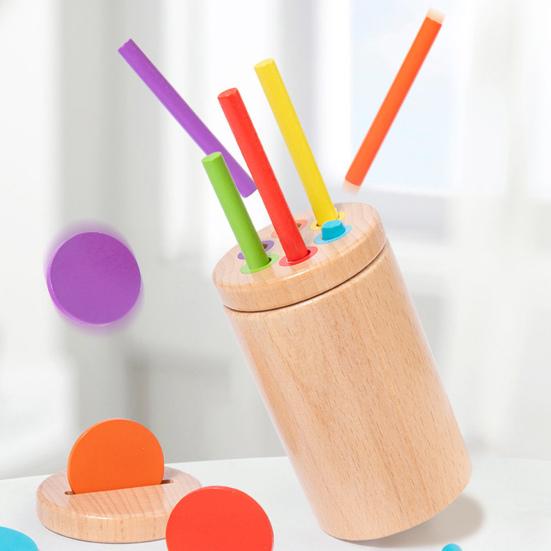 1 Set Wooden Color Sorting Toy Fine Motor Skills Color Matching Cup Box Toddler