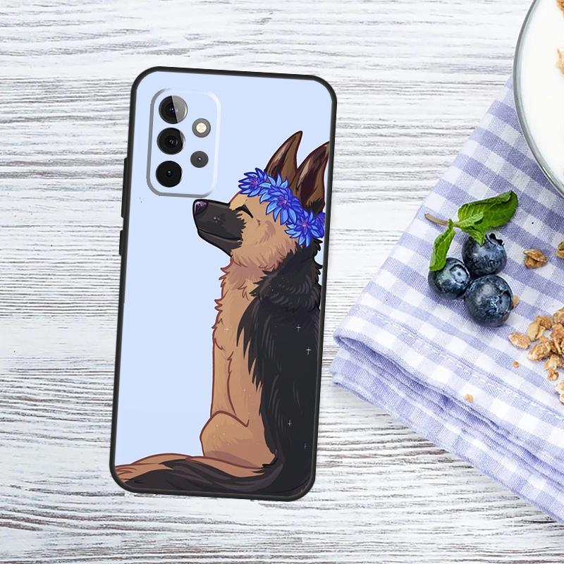 Cartoon German Shepherd Dog Case For Samsung Galaxy A13 A23 A33 A53 A52 A32 A12 A56 A36 A16 A54 A34 A14 A15 A35 A55 A17