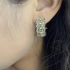 Emerald Green Lace Hoop Earrings with Filigree and Woven Texture