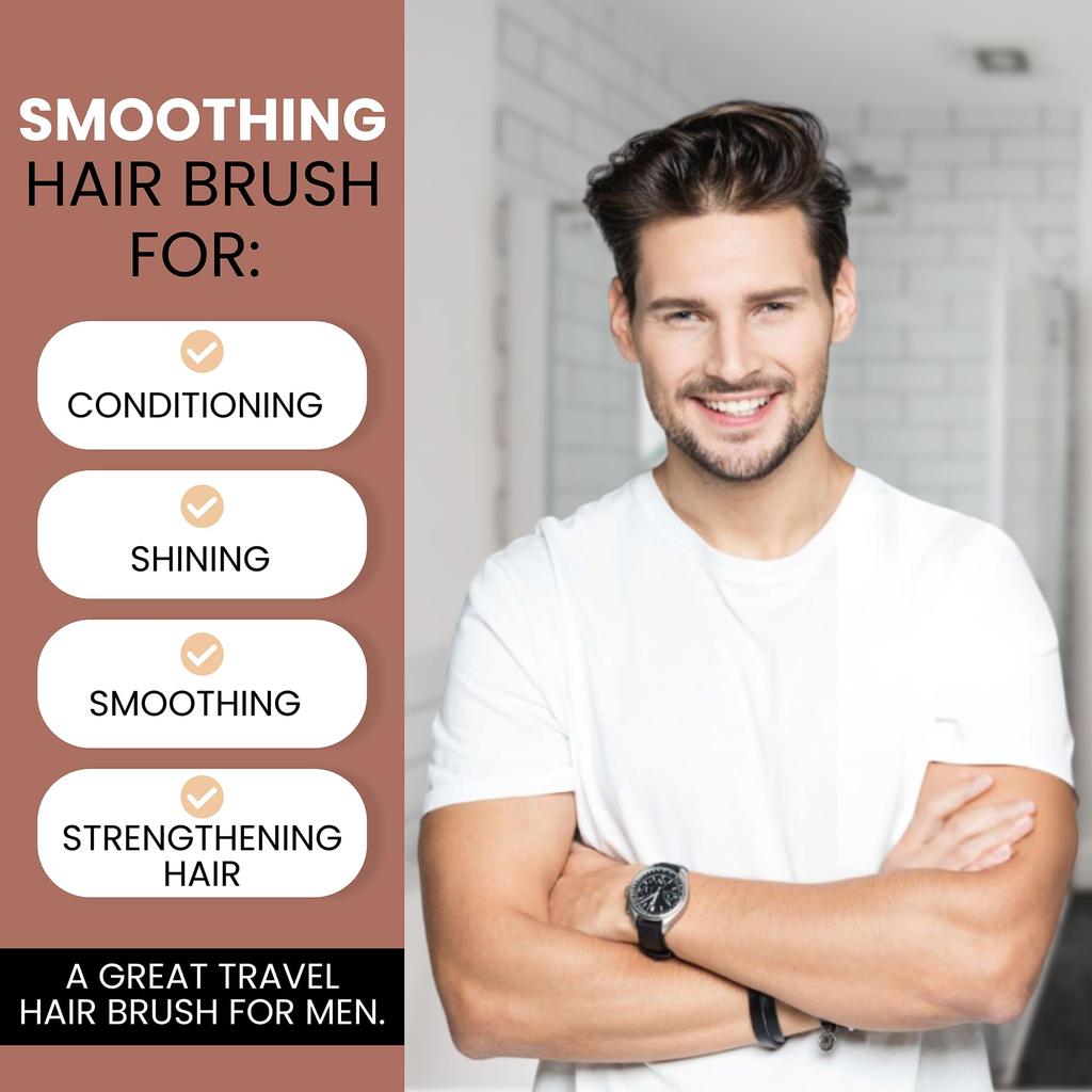 Handmade In Germany Since 1869 Hairbrush Natural Wood and Boar Bristle Hairbrush for Men with Fine To Medium Men's - 100% Hair.