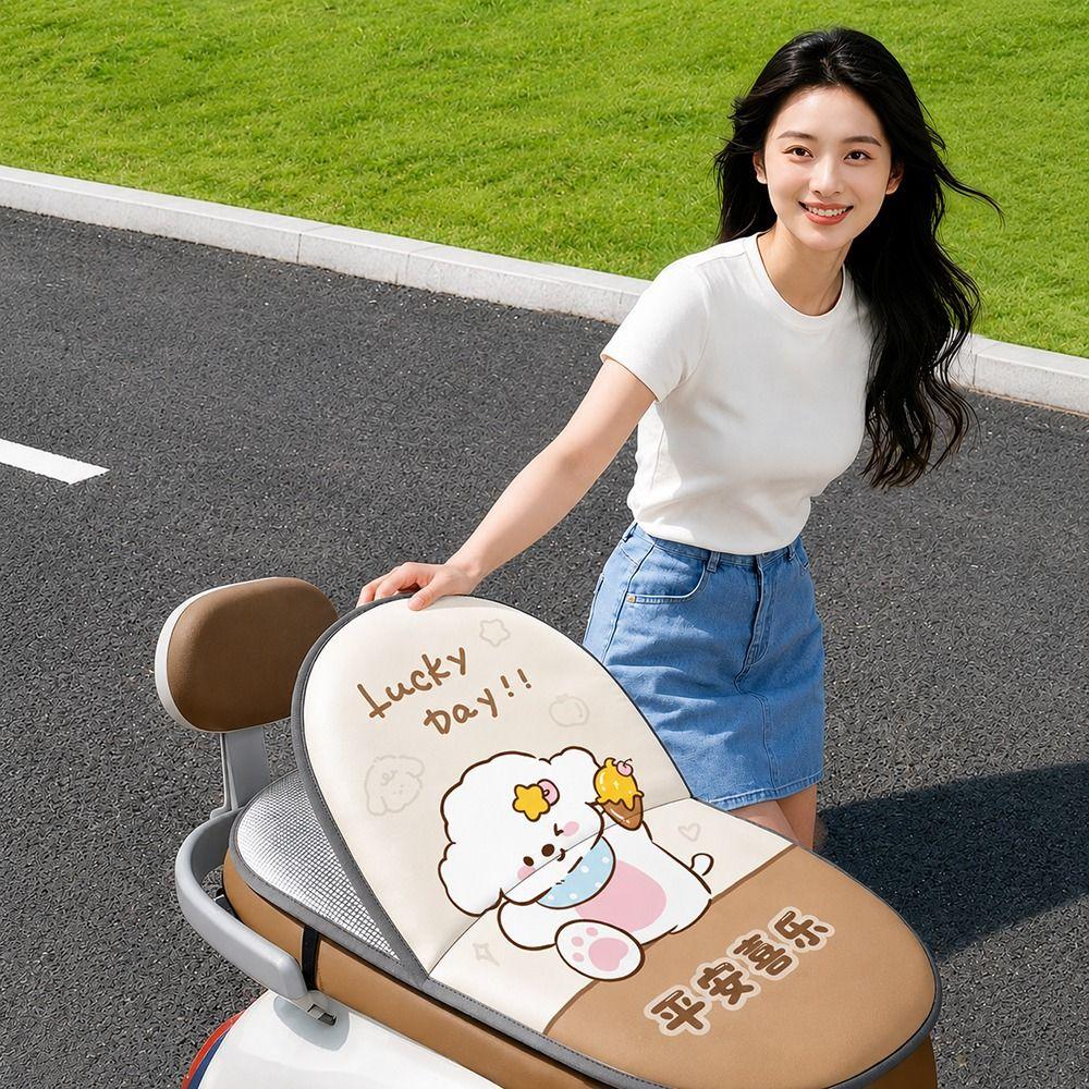 Cartoon E-bike Foldable Seat Cushion Water-proof Reflective Insulation Pad Motorcycle Use