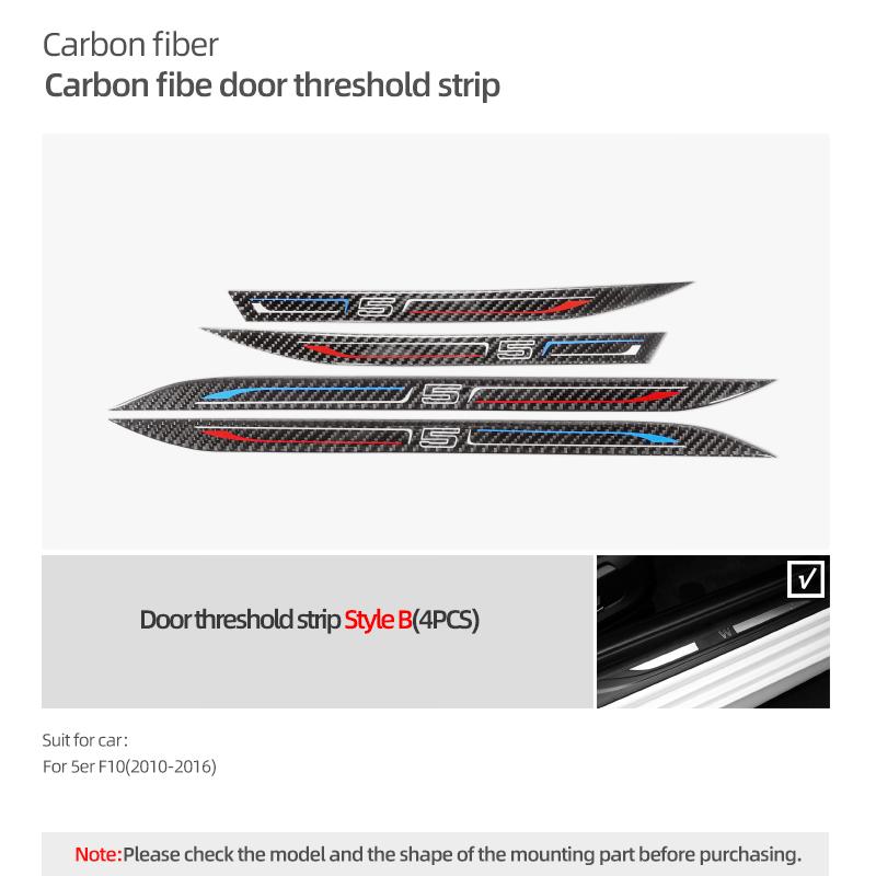 

Carbon Fiber For BMW F10 F18 Series 5 Car Door Sills Anti-Scuff Stickers Threshold Trim Strips Welcome Pedal 4pcs Accessories For F10