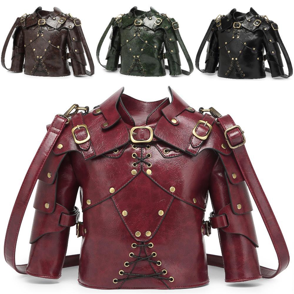 Vintage Medieval Shoulder Armor Three-Dimensional Tote Bag Personalized Viking Civilization Diagonal Span Bag красный