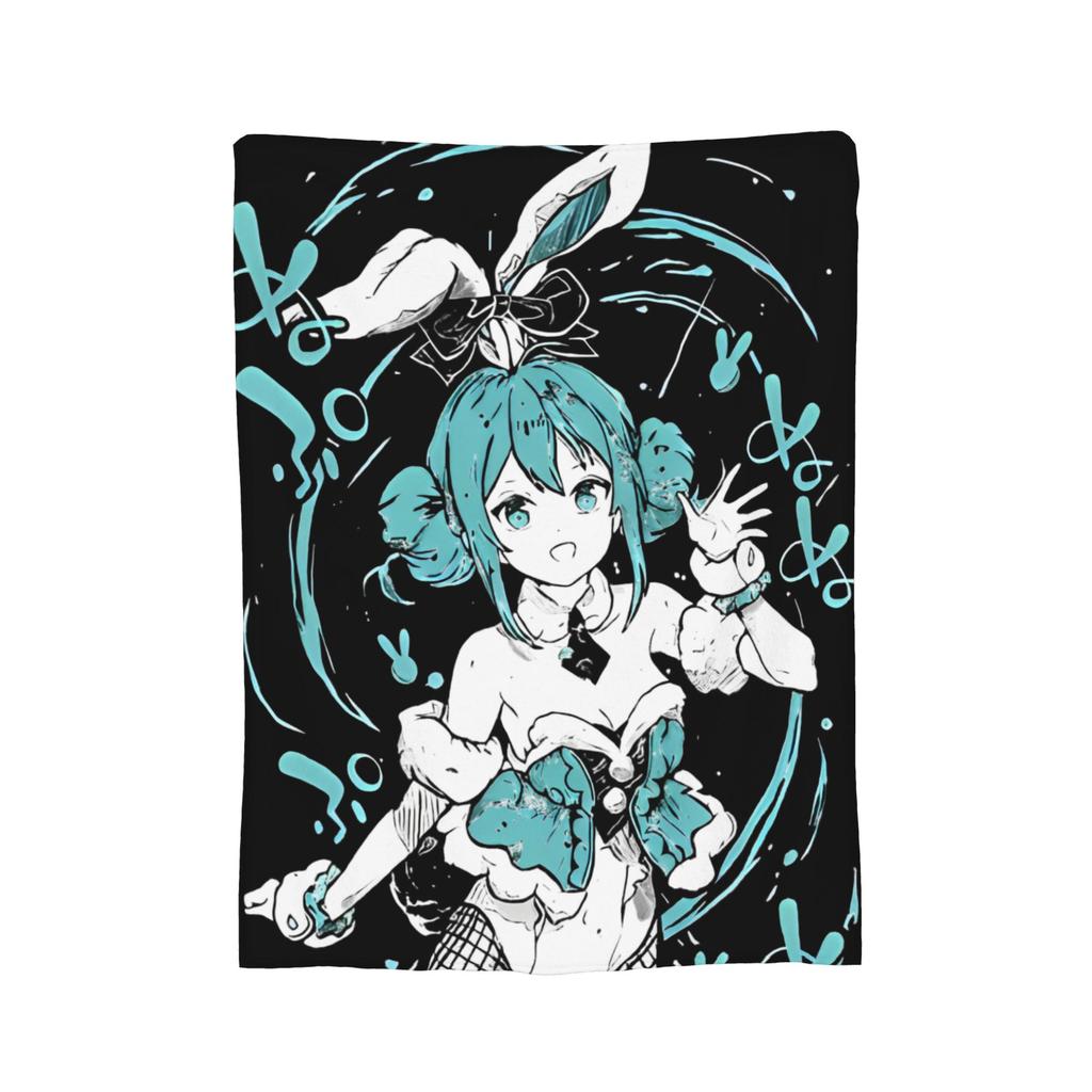Hatsunes Mikus Vocaloid Blankets Anime Style Flannel Novelty Breathable Throw Blankets for Chair Covering Sofa Autumn/Winter,