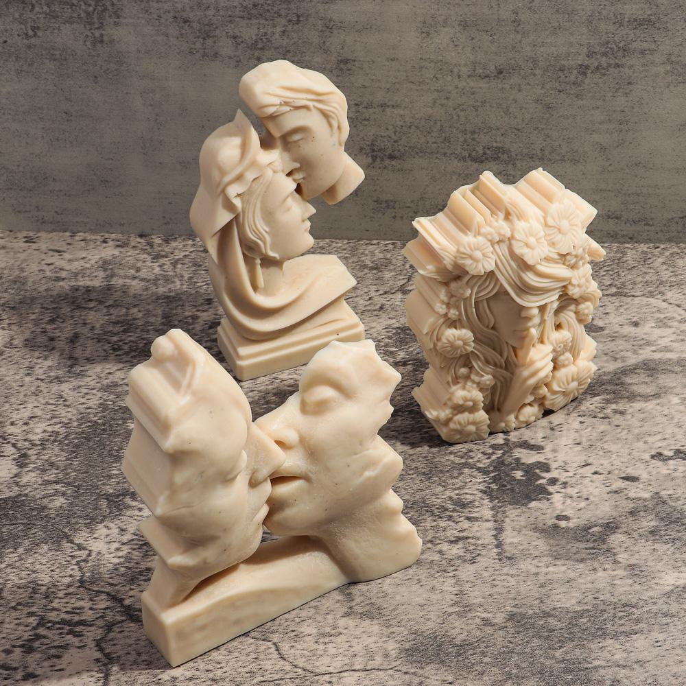 Lovers' Anniversary Silicone Candle Mold Diy Couple Portrait Carving Mould Art Aromatherapy Plaster Molds Valentine's Day Decor