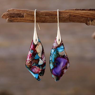 BLINGBAY Women's Pendant Earrings Bohemian Ethnic Vintage Natural Stone Earrings Modern Birthday Party Jewelry Gift