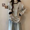 Women's Plus Size Striped Long Sleeve T-Shirt - 2025 Autumn/Winter Stylish Slimming Base Layer Top